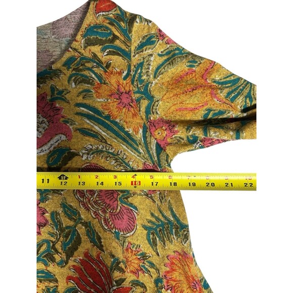 Natural Life Lottie Knit Midi Dress Medium Tan Floral 3/4 Sleeves Boho Whimsical - Picture 6 of 9